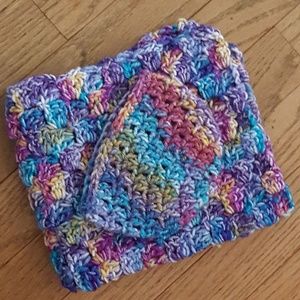 Newborn hat with matching lovey blanket